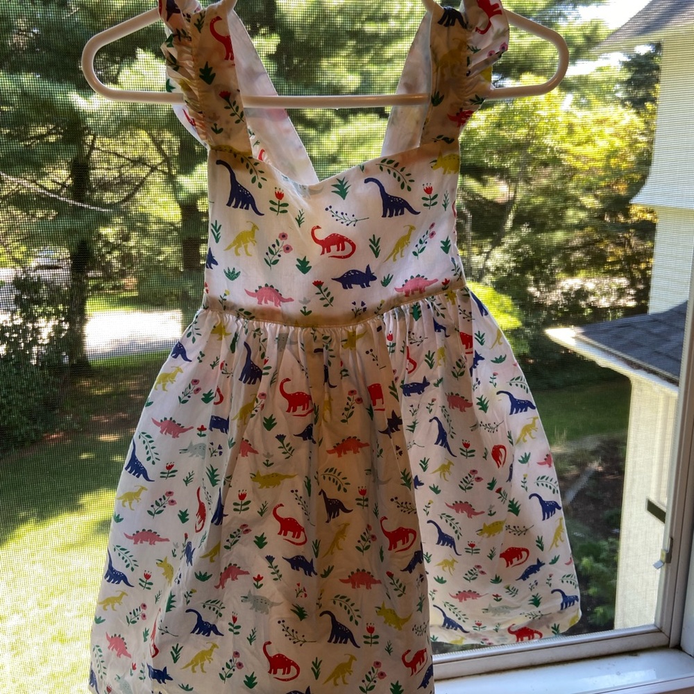 Mini Boden dinosaur dress EUC sz 2-3Y